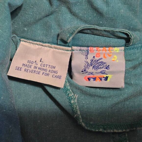 VINTAGE BEACH BLVD CHORE COAT GREEN 100% COTTON GREENPEACE MENS SIZE LARGE - Picture 2 of 10